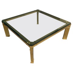 Mastercraft 1980s Brass and Glass Coffee Table Midcentury