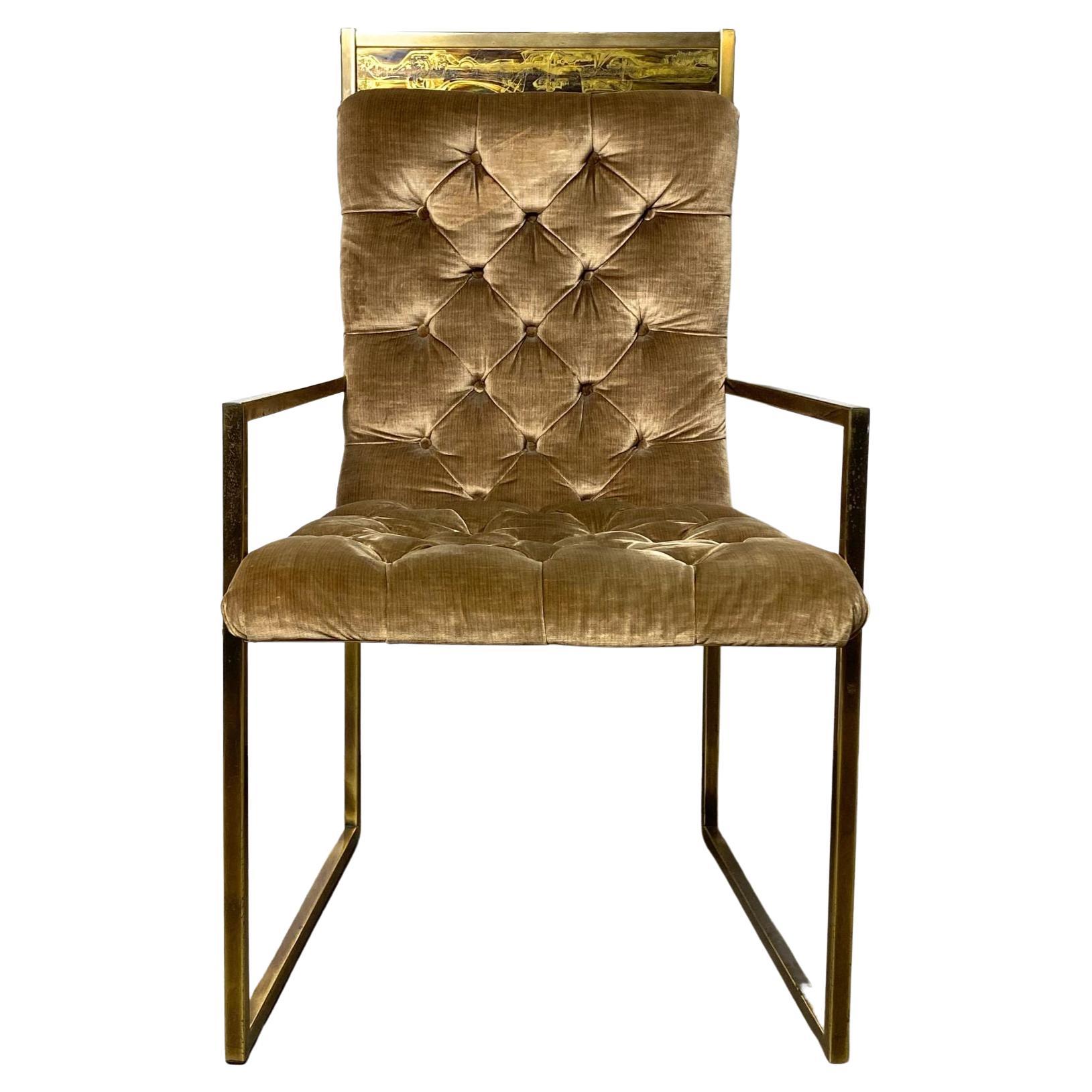 Mastercraft Acid Etched Armchair in Brass by Bernhard Rohne, circa 1970's For Sale