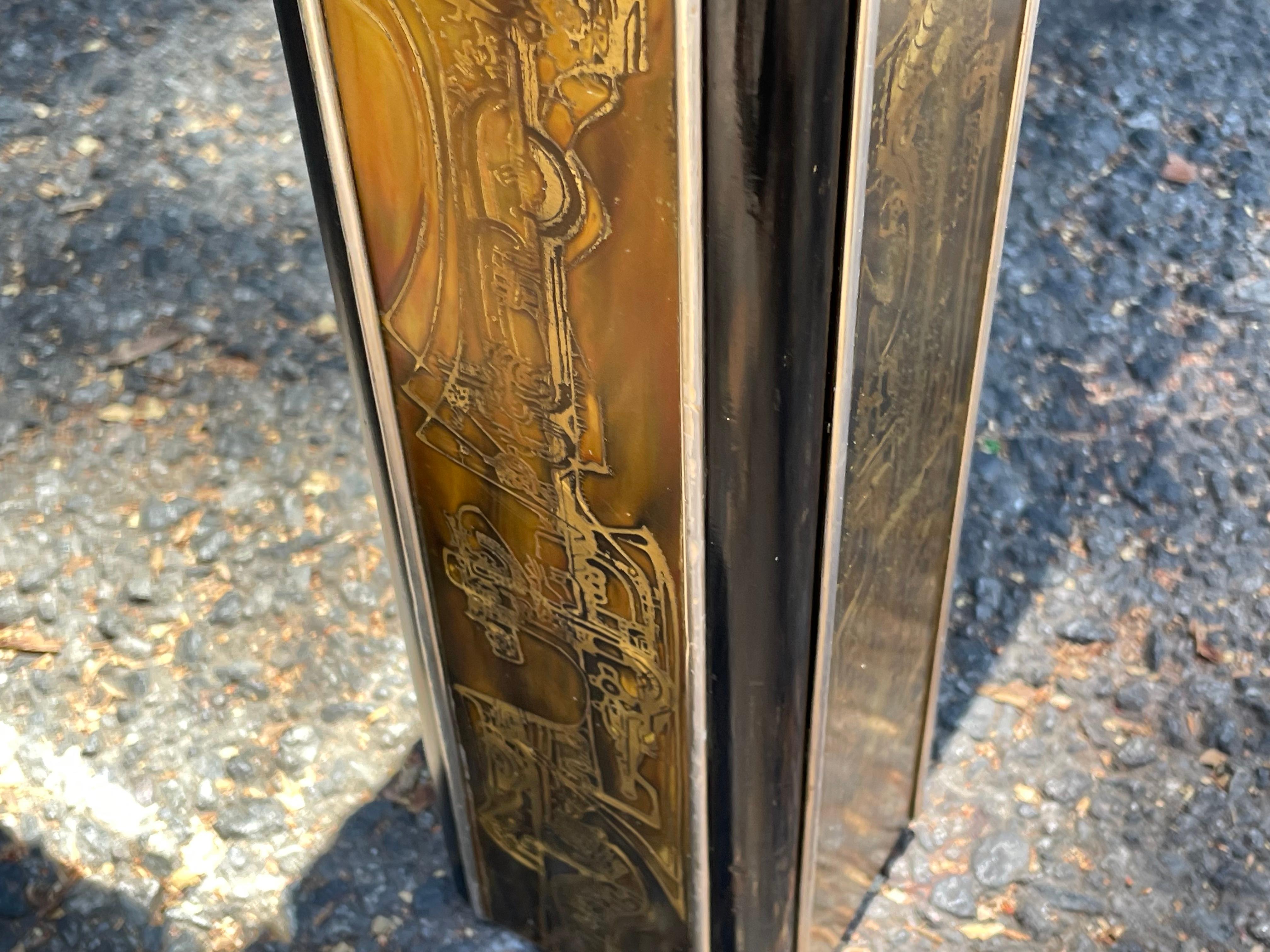 Mastercraft Acid Etched Brass Coffee Cocktail Table by Bernard Rohne 5