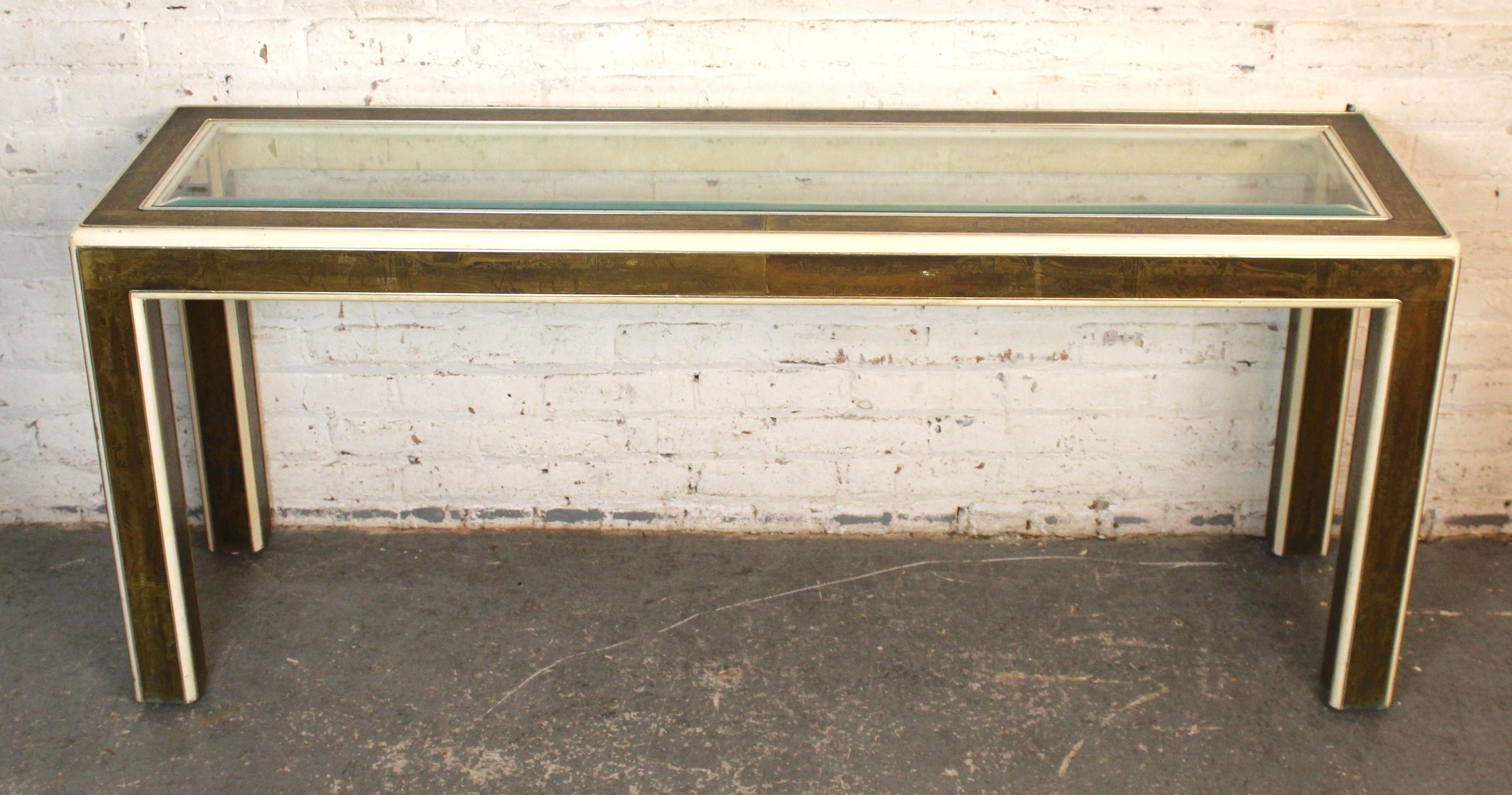 Mastercraft Acid Etched Brass Console Table For Sale at 1stDibs