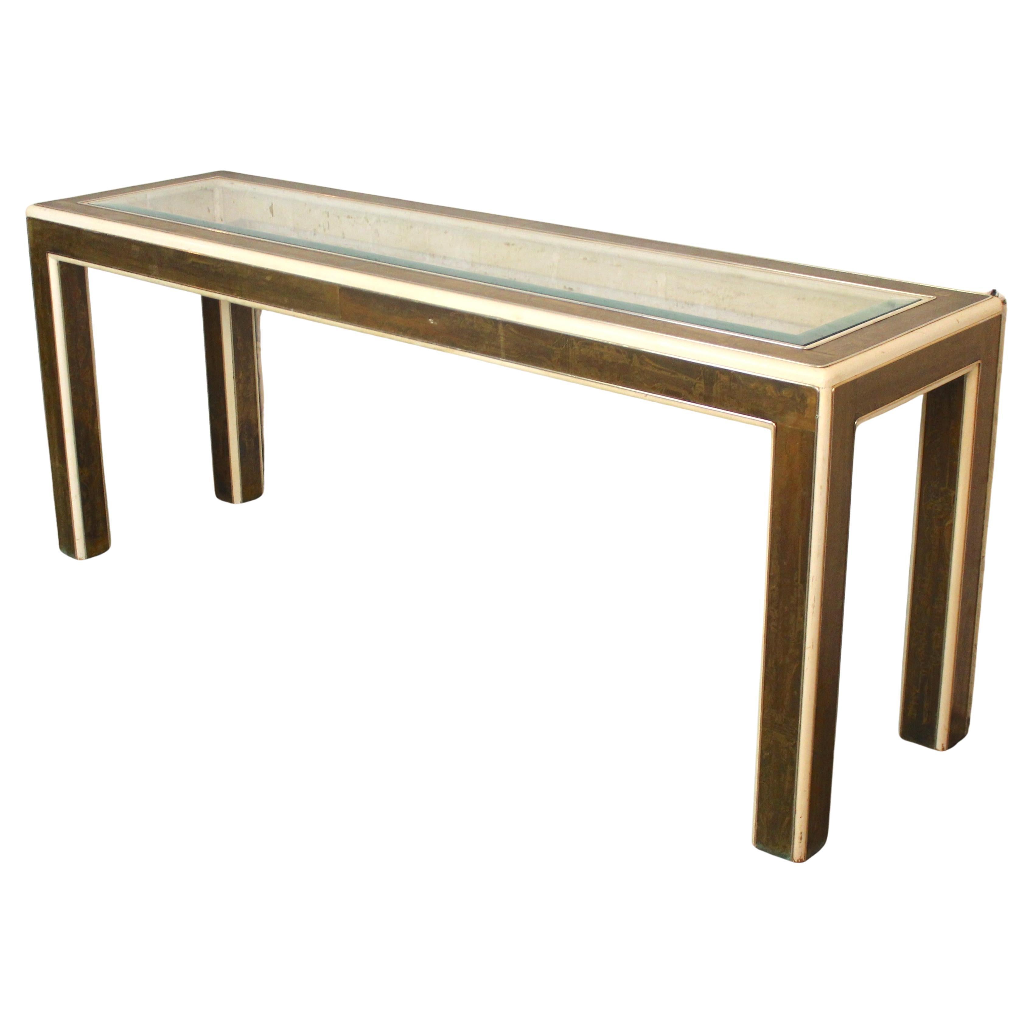 Mastercraft Acid Etched Brass Console Table en venta