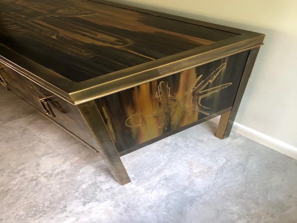 Mastercraft Acid Etched Cabinet by Bernhard Rohne In Good Condition In New York, NY