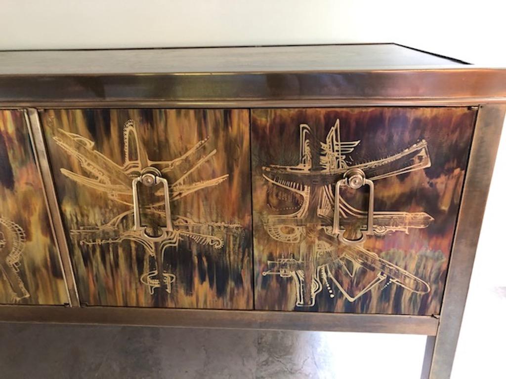 Brass Mastercraft Acid Etched Cabinet by Bernhard Rohne