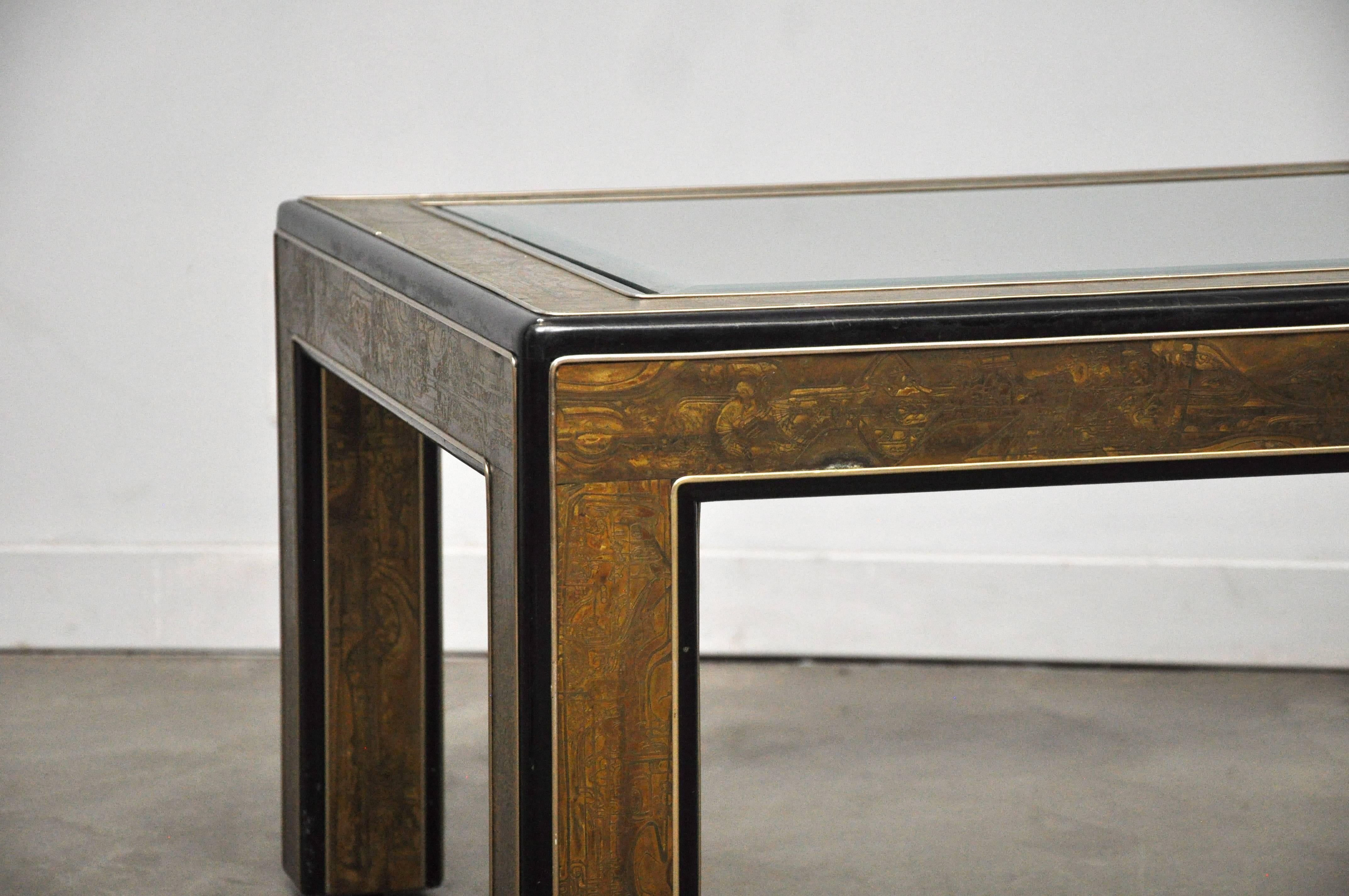 American Mastercraft Acid Etched Coffee Table by Bernhard Rohne