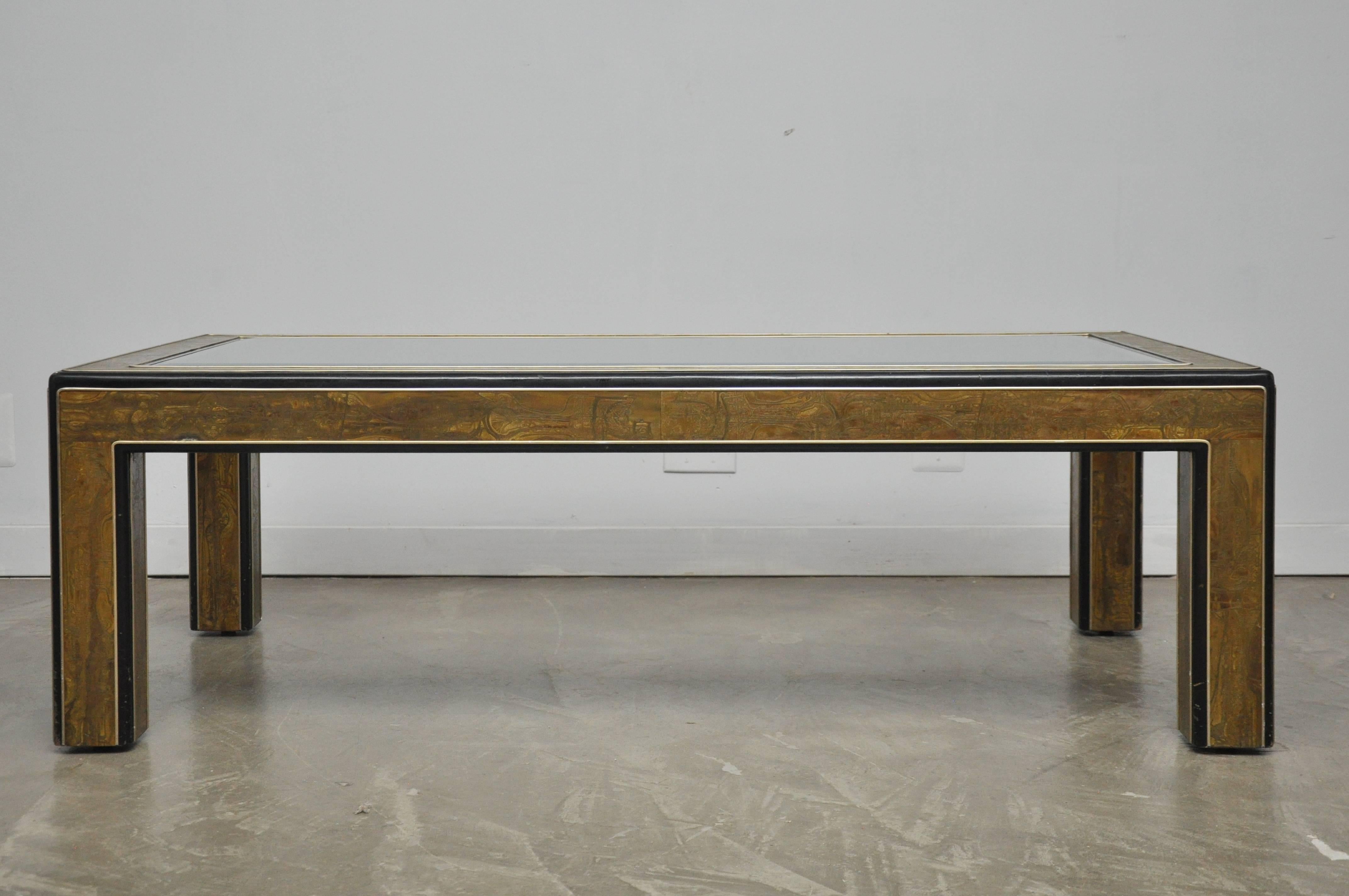 Mastercraft Acid Etched Coffee Table by Bernhard Rohne In Good Condition In Chicago, IL
