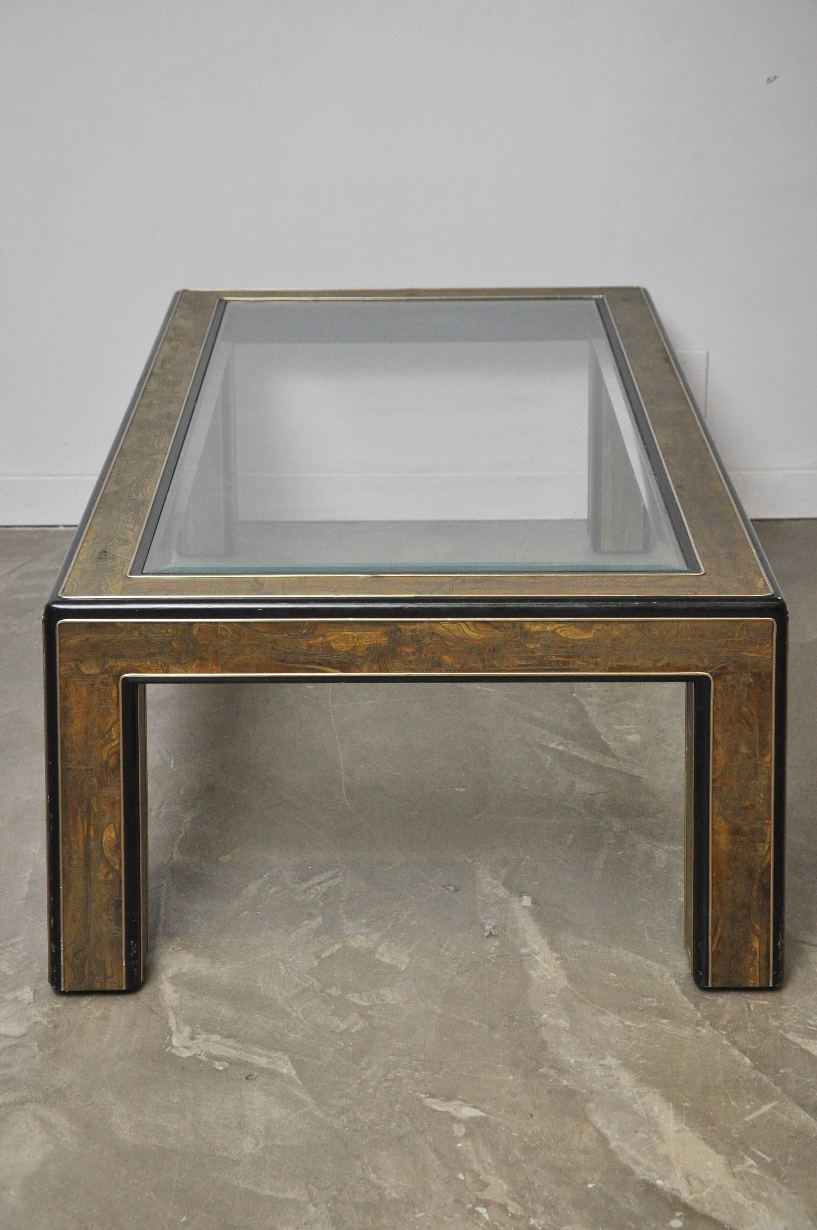 Brass Mastercraft Acid Etched Coffee Table by Bernhard Rohne