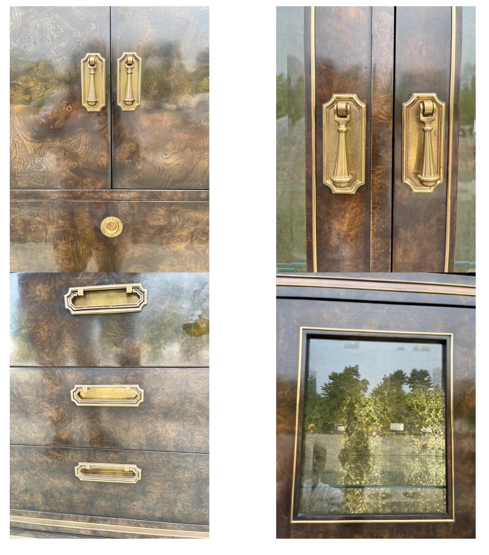 Mastercraft Amboyna & Brass Nine Piece Wall Series For Sale 11