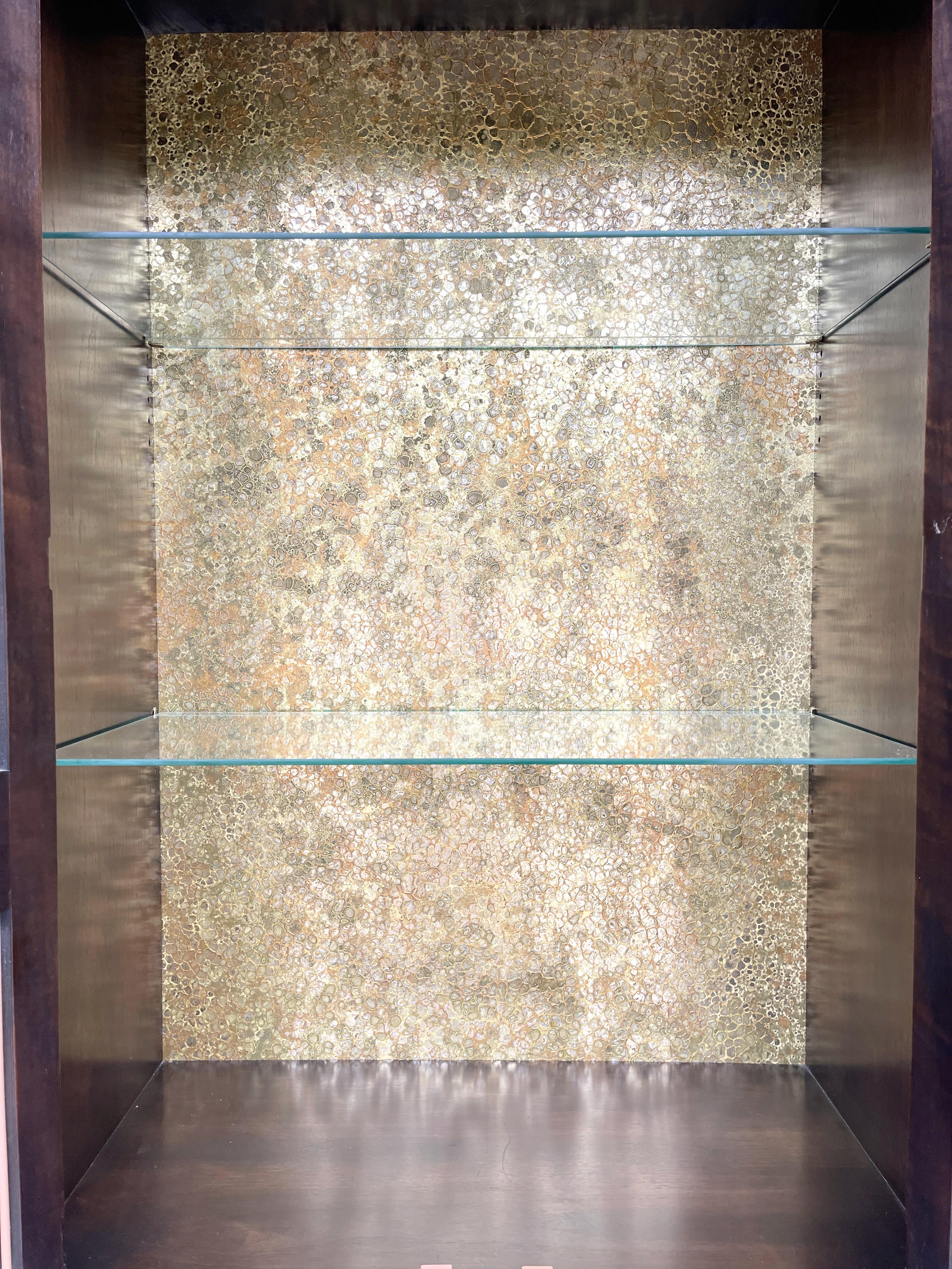 Mastercraft Amboyna & Brass Nine Piece Wall Series For Sale 2