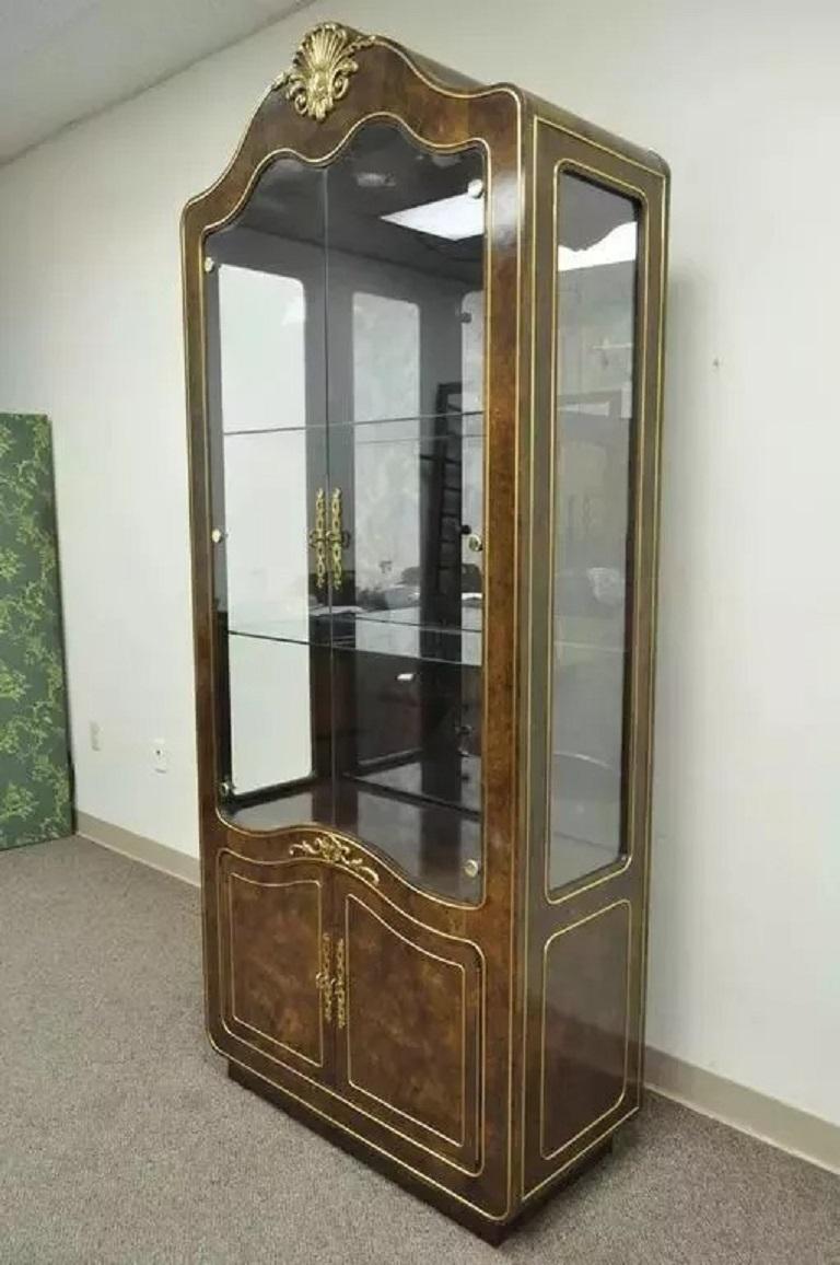 Mastercraft Amboyna Wurzelholz Französisch Hollywood Regency Curio Vitrinenschrank im Angebot 4