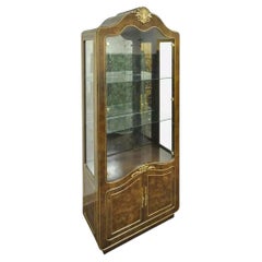 Mastercraft Amboyna Burl Wood French Hollywood Regency Curio Display Cabinet