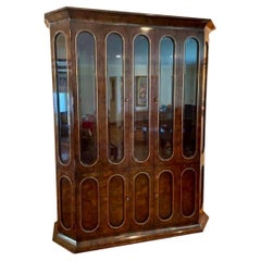Mastercraft Amboyna Wood and Brass Inlaid Showcase Display Cabinet