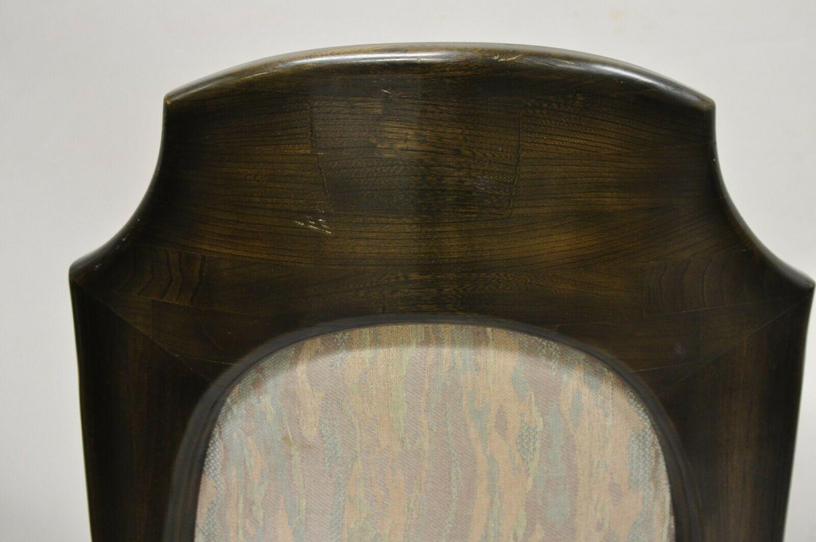 Chaises de salle à manger Mastercraft à dossier ovale en bois d'amboine avec garniture en laiton, lot de 4 en vente 3