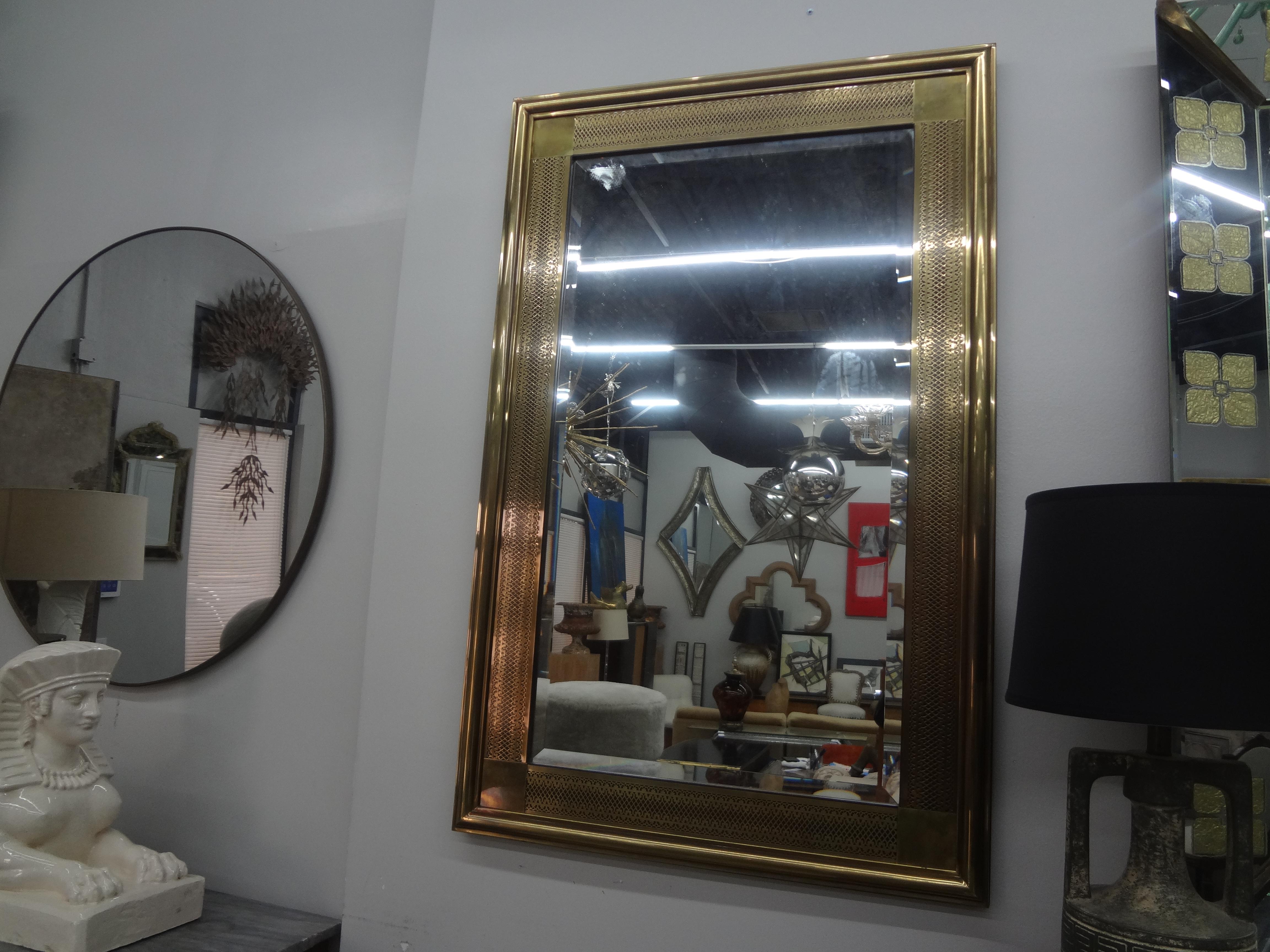 Late 20th Century Mastercraft Arabesque Style Brass Beveled Mirror For Sale