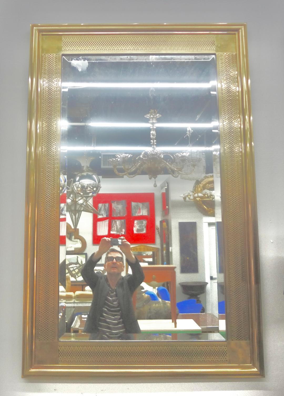 Mastercraft Arabesque Style Brass Beveled Mirror For Sale 2