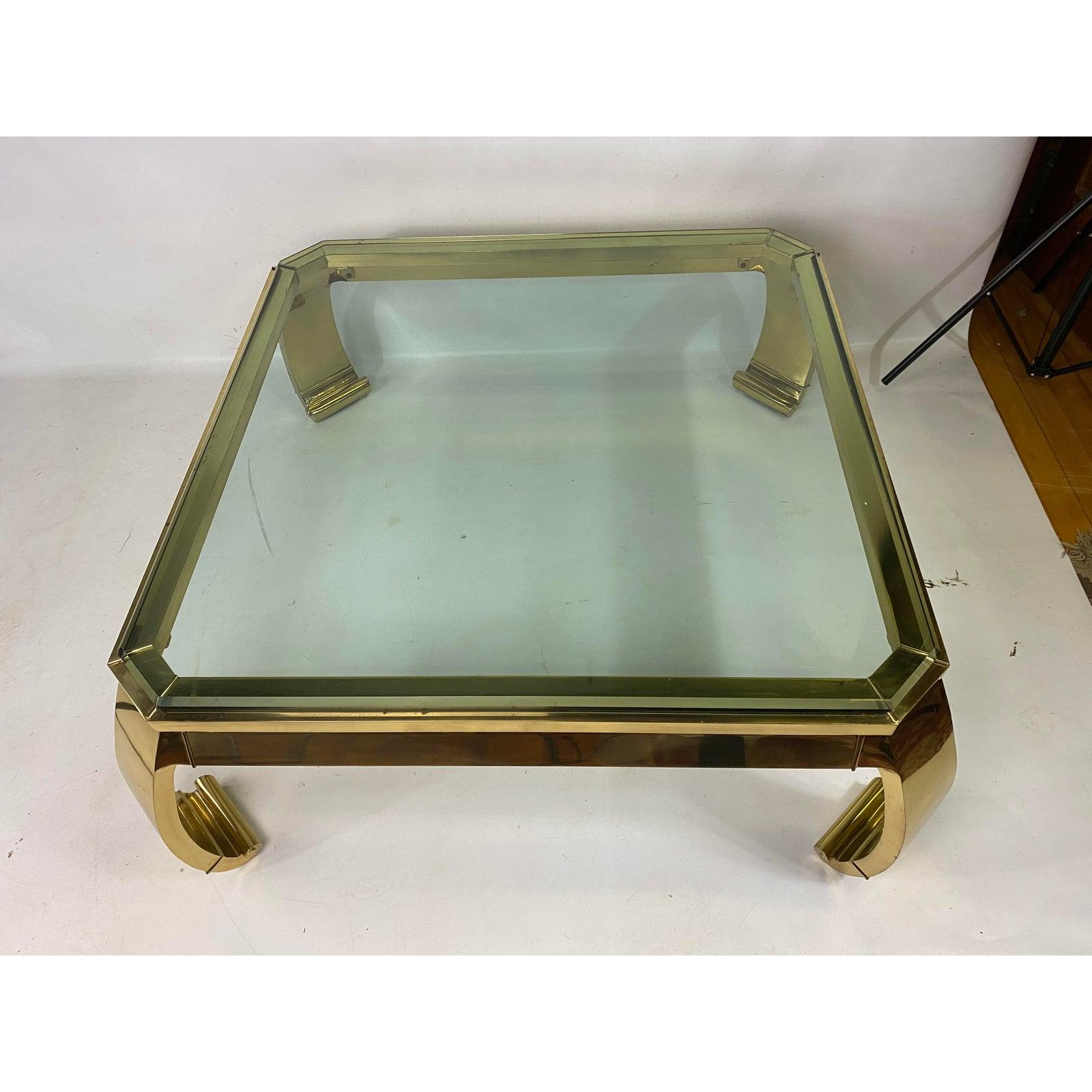 Mid-Century Modern Mastercraft Style Asian Inspired Brass Coffee Table For Sale