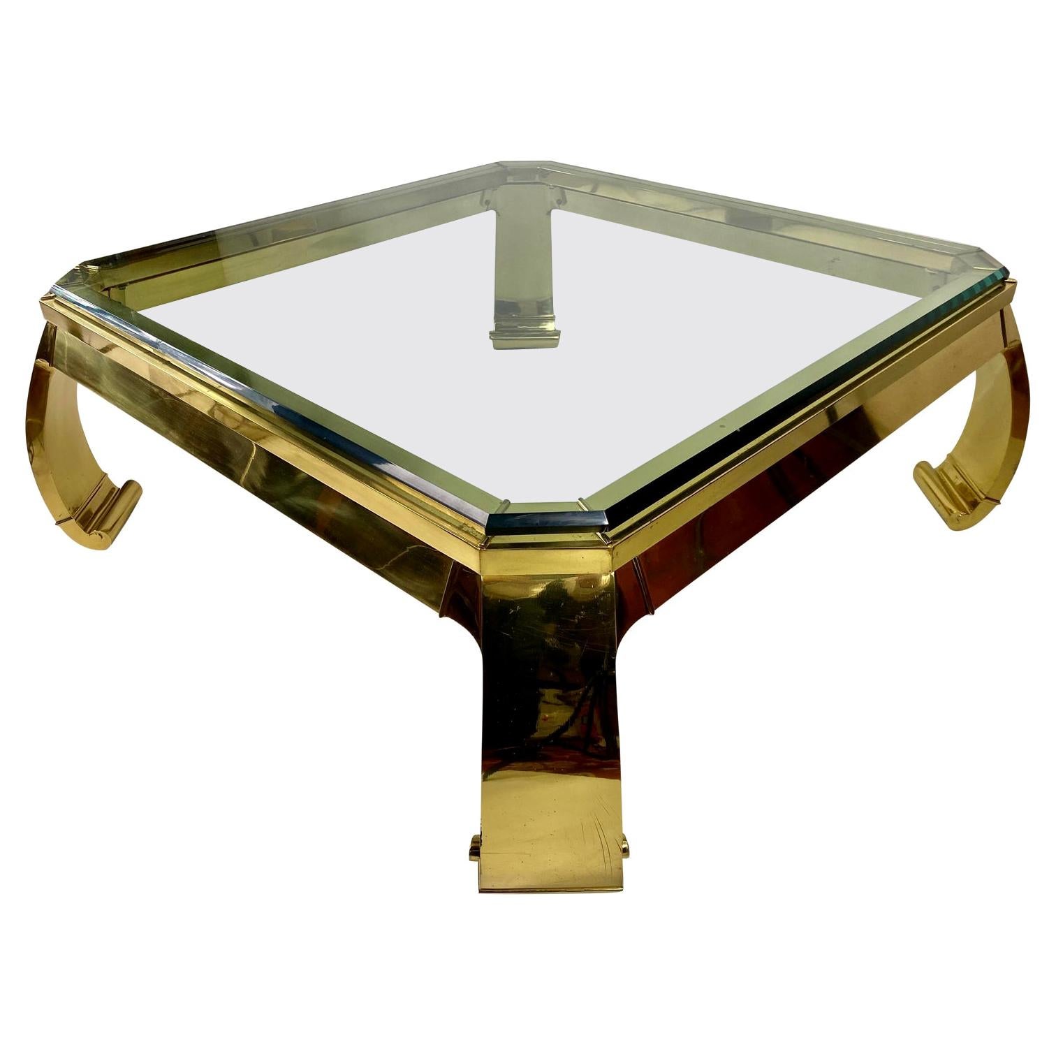 Mastercraft Asian Inspired Brass Coffee Table by Karl Springer