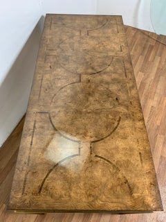 Mastercraft Attributed Campaign Style Desk in Burlwood and Brass Circa 1960s