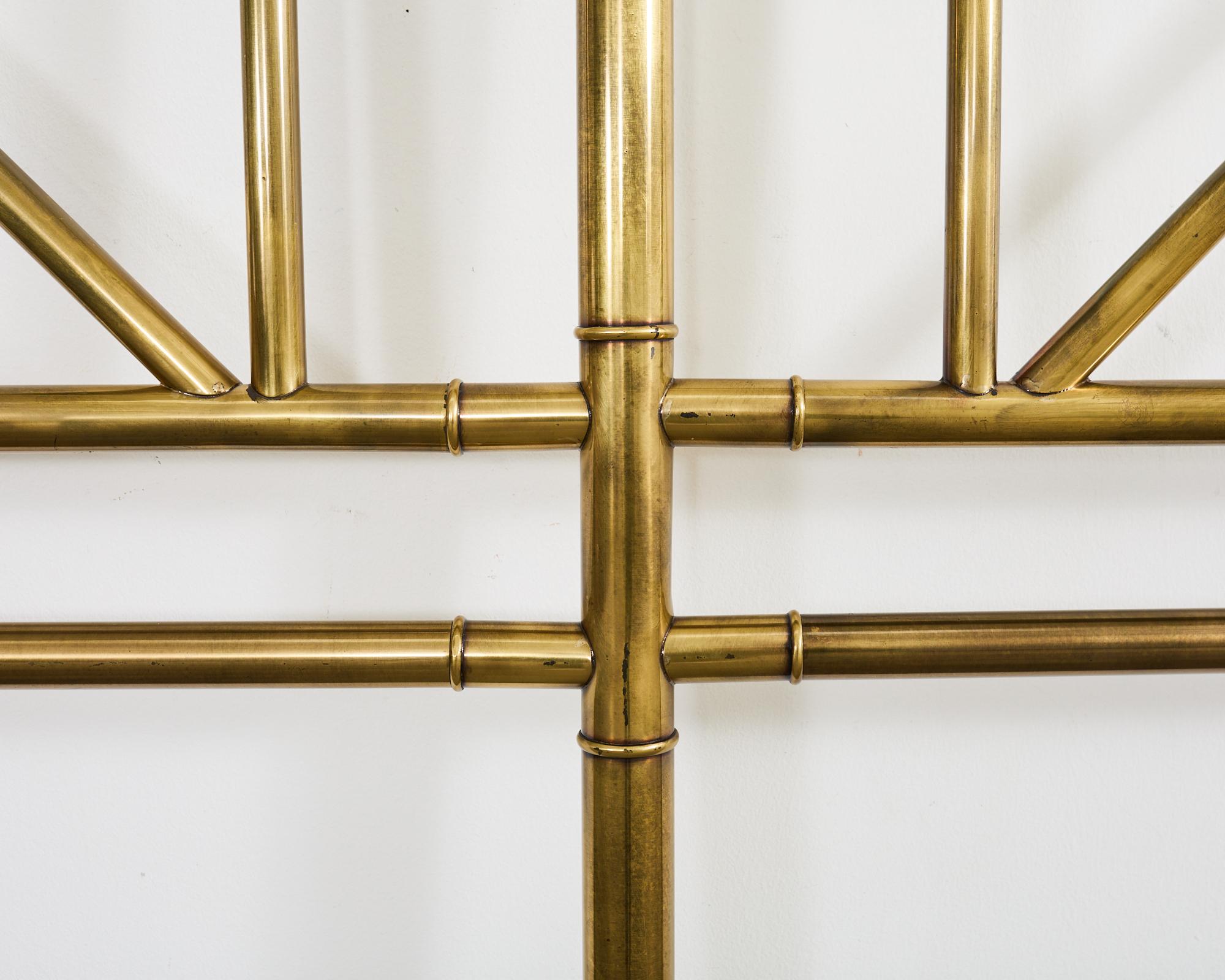 Mastercraft Attributed Neoclassical Brass Faux Bamboo Headboard 7
