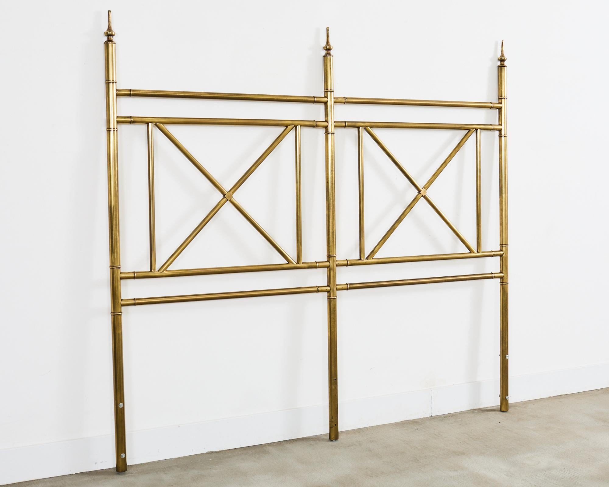 Mastercraft Attributed Neoclassical Brass Faux Bamboo Headboard In Good Condition In Rio Vista, CA