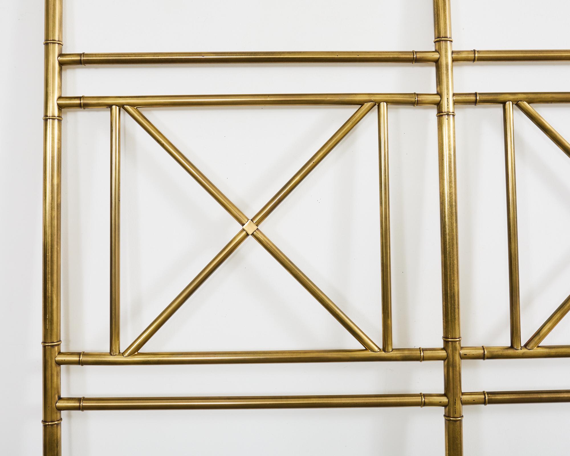 20th Century Mastercraft Attributed Neoclassical Brass Faux Bamboo Headboard