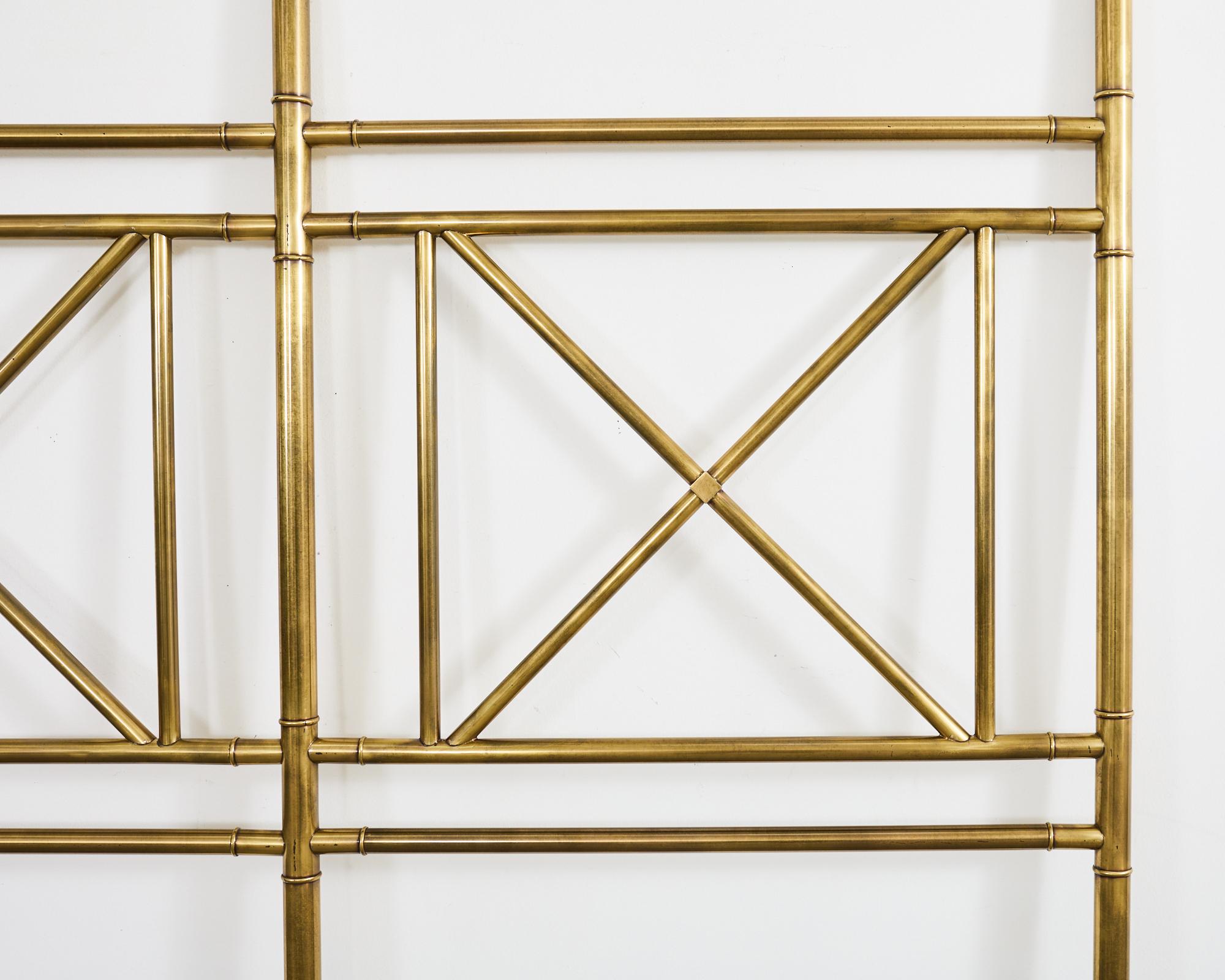 Mastercraft Attributed Neoclassical Brass Faux Bamboo Headboard 1
