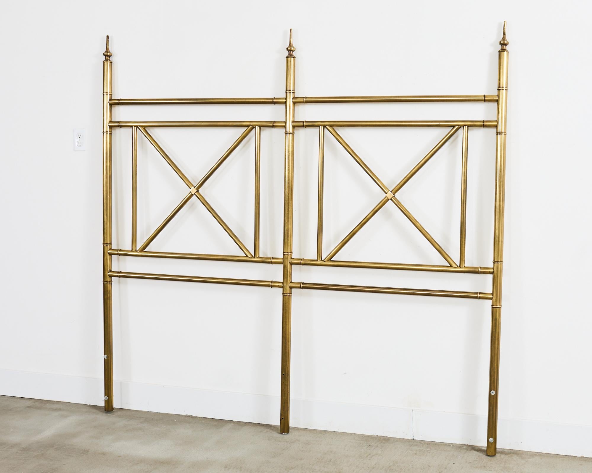 Mastercraft Attributed Neoclassical Brass Faux Bamboo Headboard 5