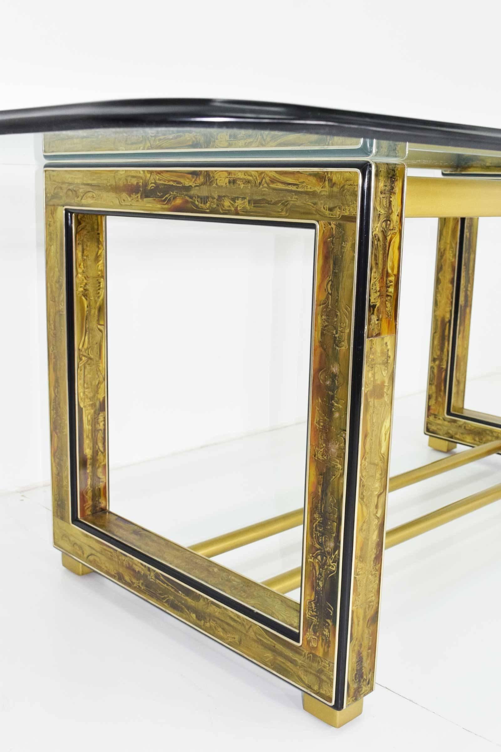 American Mastercraft Bernhard Rohne Acid-Etched Brass Table