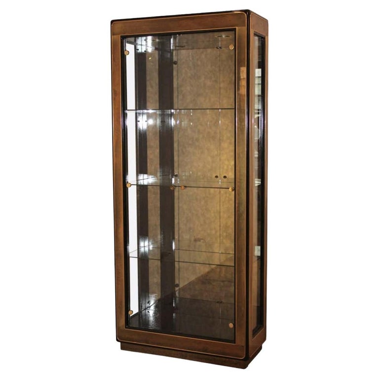 Mastercraft Black Brass Lacquer Vitrine Cabinet with Set of Replacement  Shelves For Sale at 1stDibs