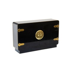 Mastercraft Black Lacquer and Brass Cabinet