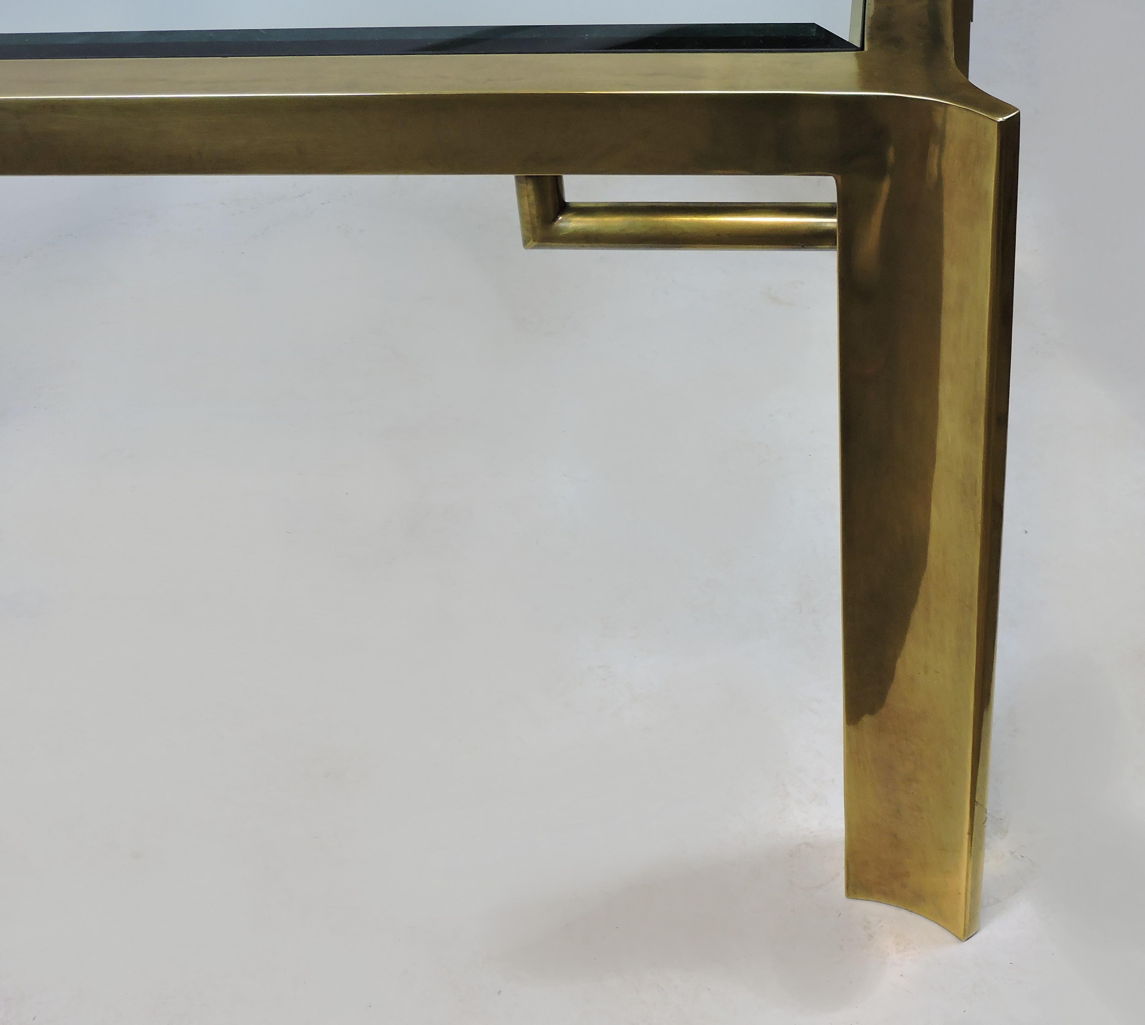 Late 20th Century Mastercraft Brass and Beveled Glass Extendable Dining Table by William Doezma