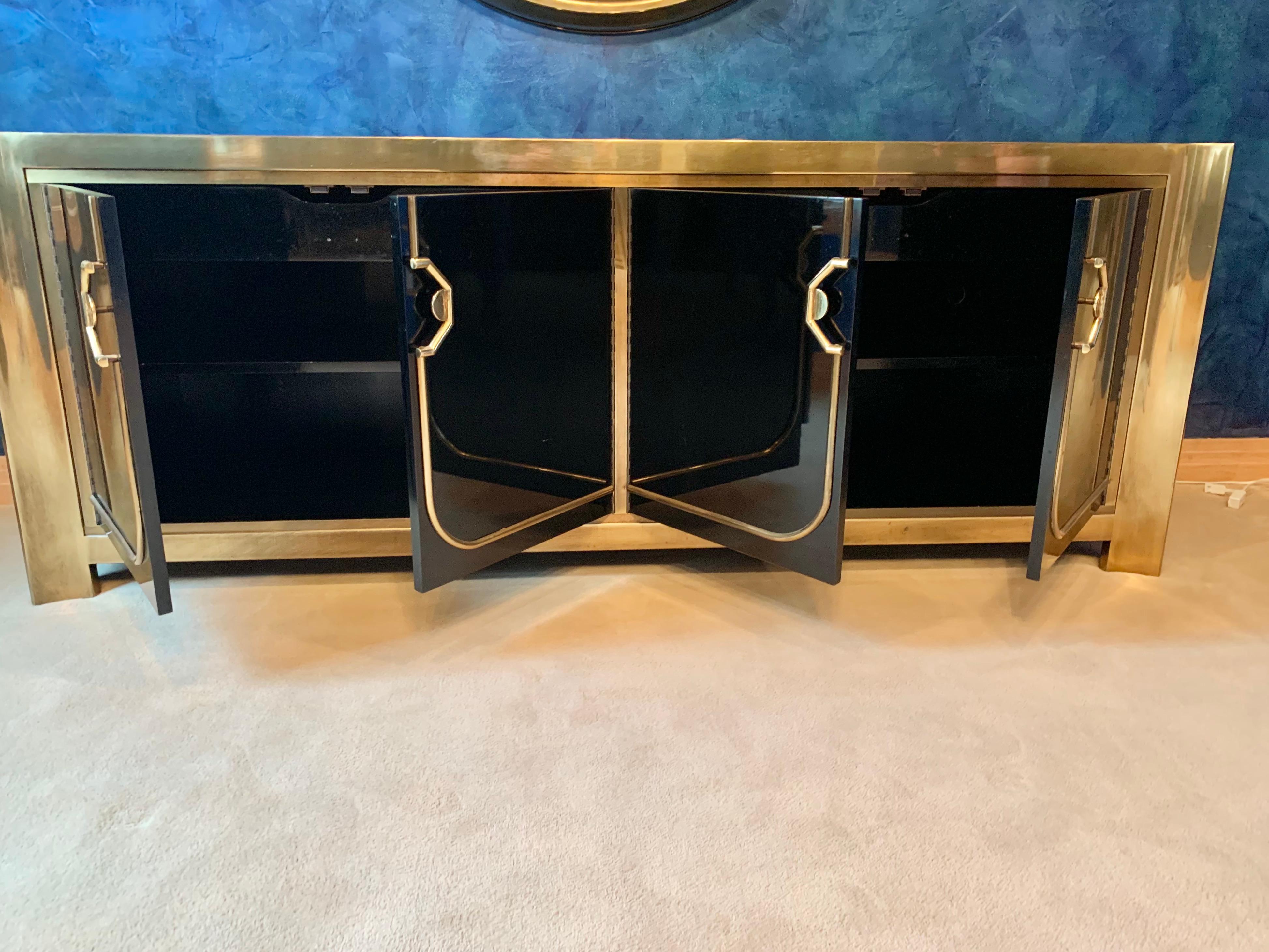 Mastercraft Brass and Black Lacquer Sideboard 6