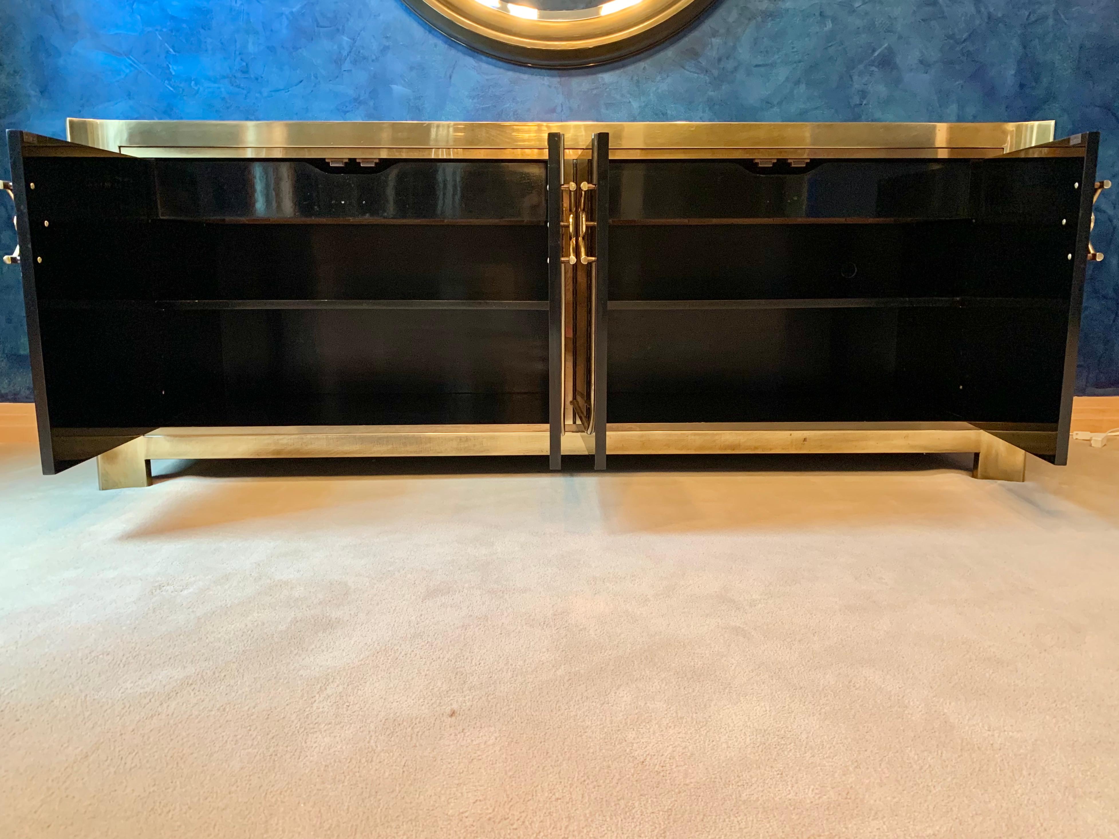 American Mastercraft Brass and Black Lacquer Sideboard