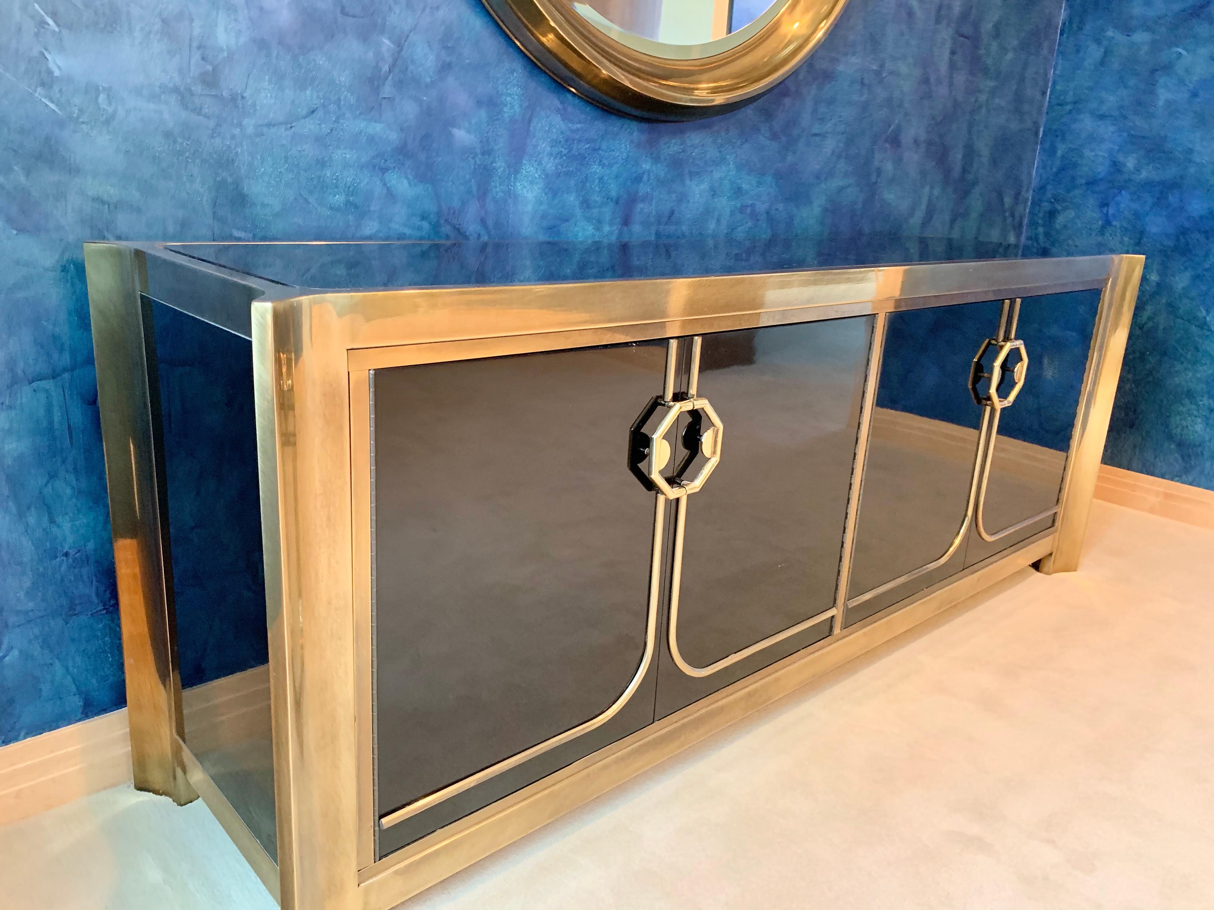 Mastercraft Brass and Black Lacquer Sideboard 5