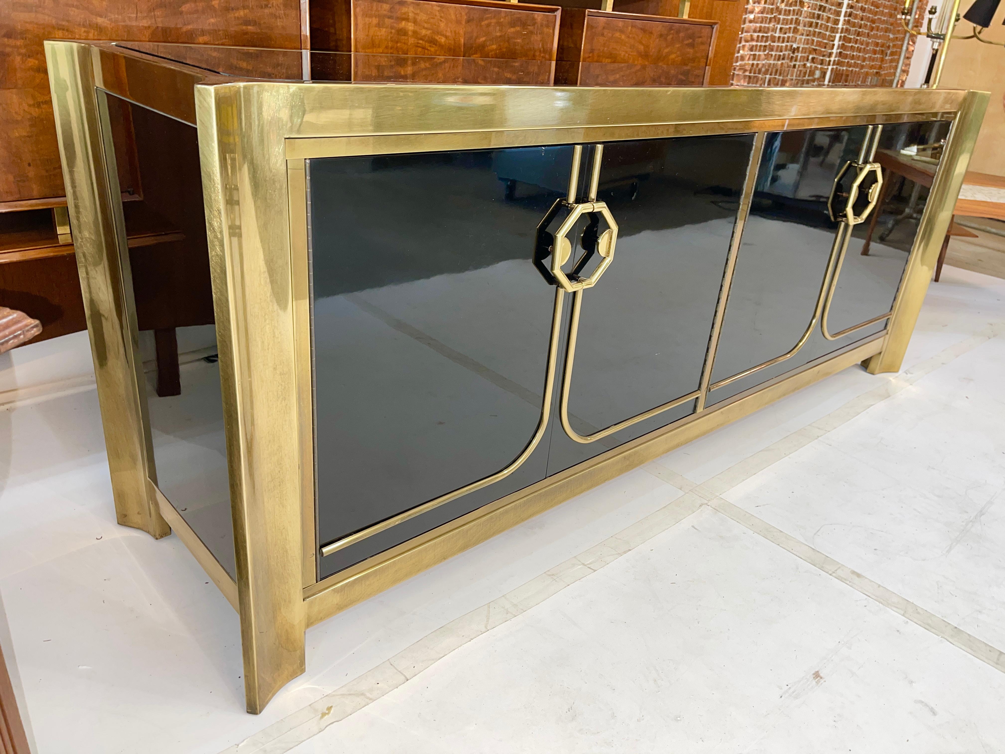 Mastercraft Brass and Black Lacquer Sideboard 2