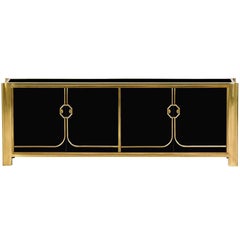 Mastercraft Brass and Black Lacquer Sideboard