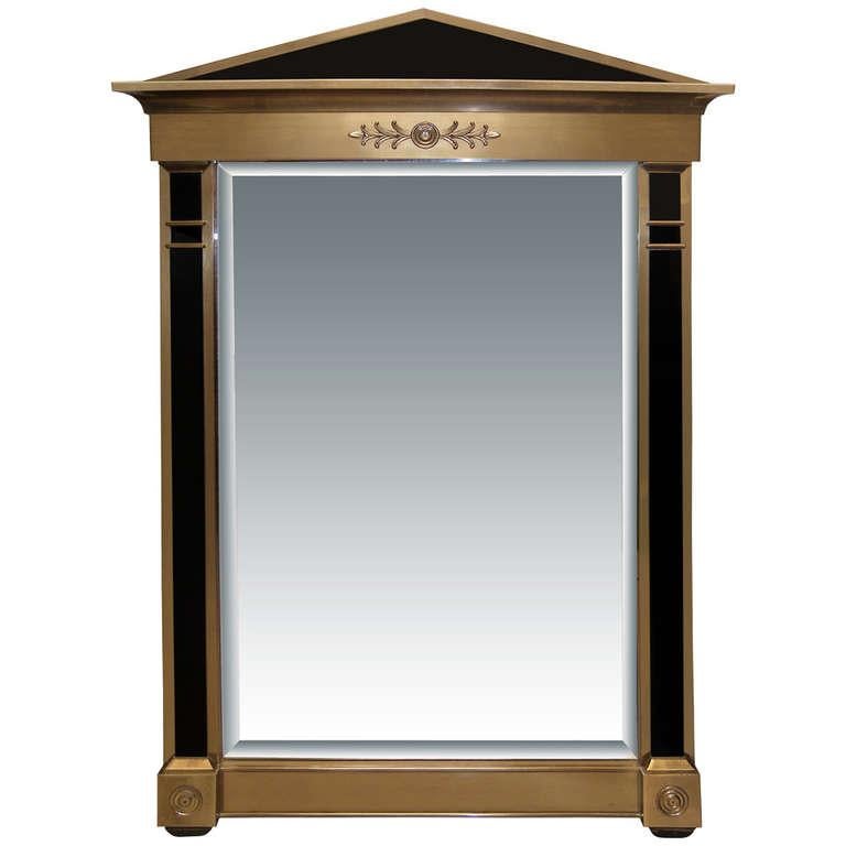 Mastercraft Brass and Black Resin Empire Mirror In Excellent Condition For Sale In New York, NY