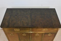Mastercraft Brass and Burl Wood Bar Cabinet Server
