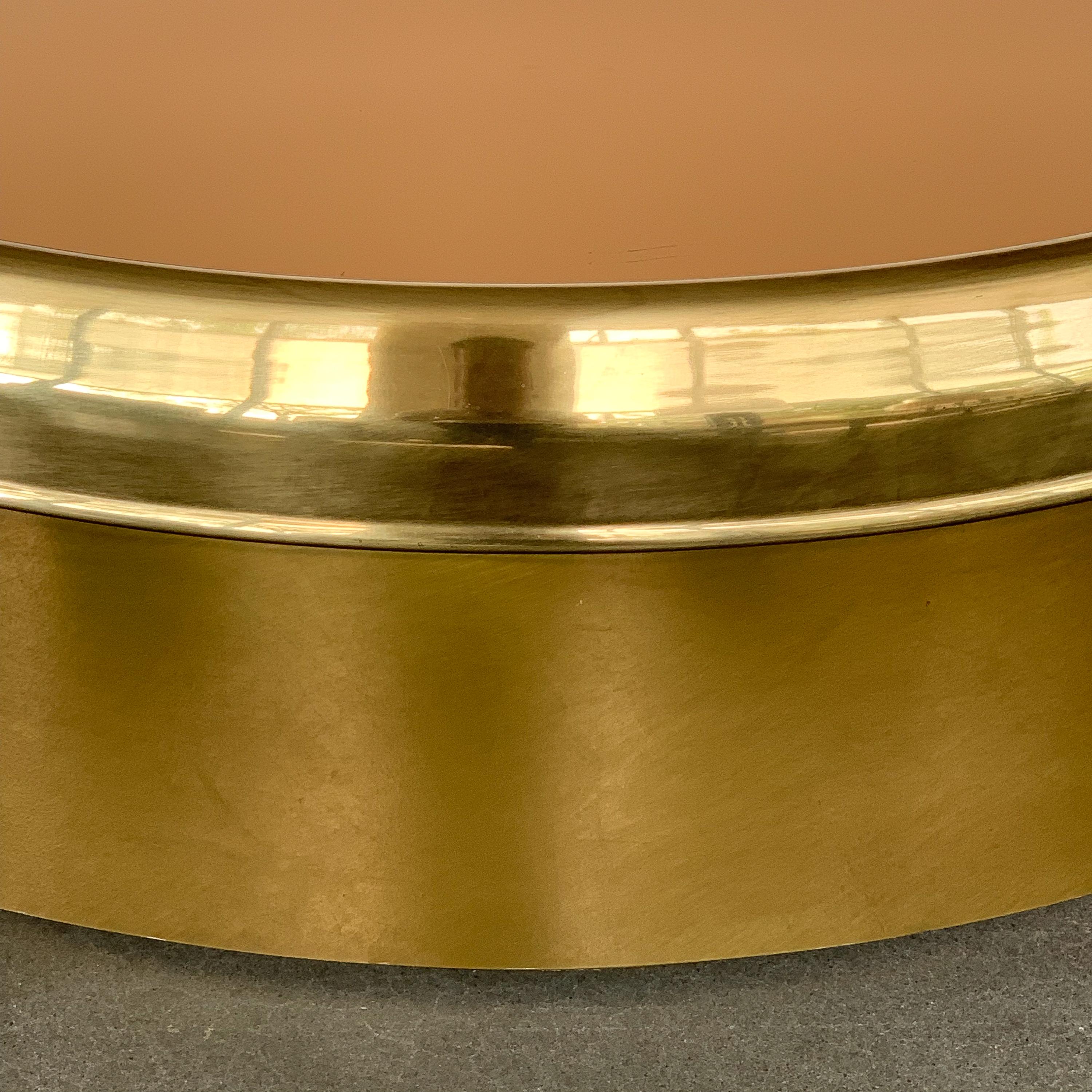 Bronze Mastercraft Brass and Copper Mirror Coffee Table