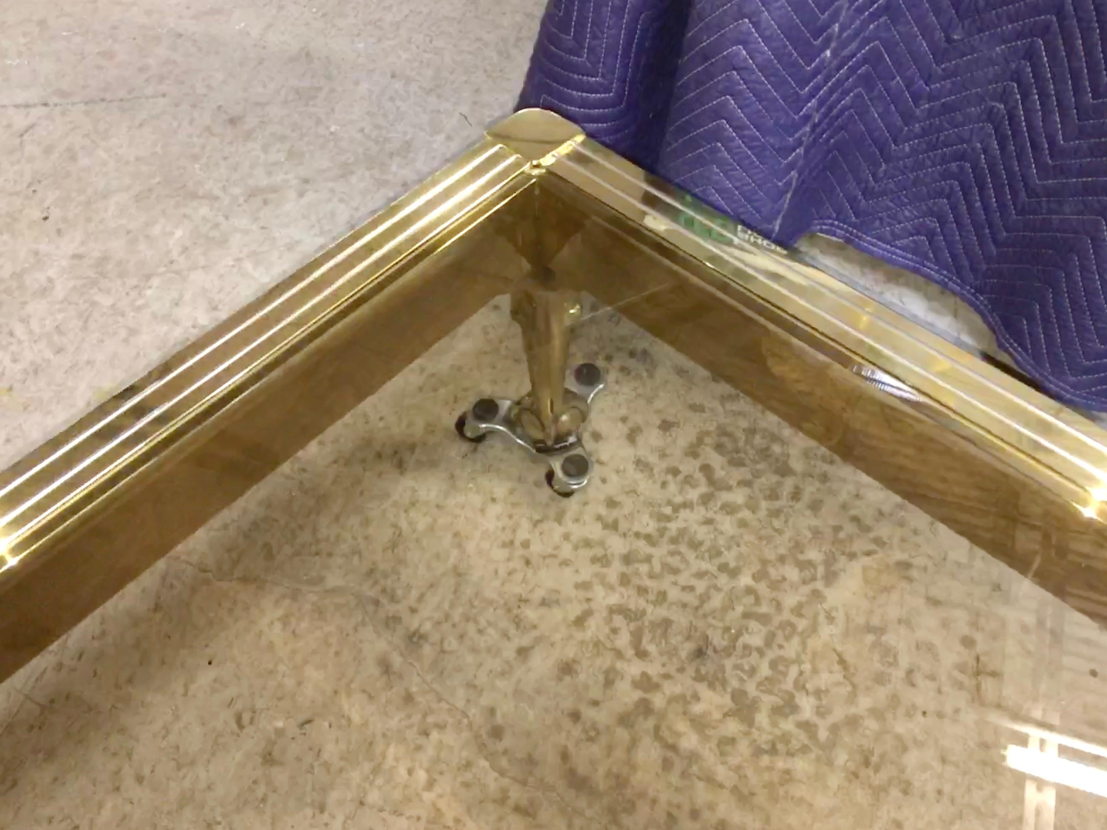 Mastercraft Brass and Glass Cocktail Table with Greek Key Meander 5