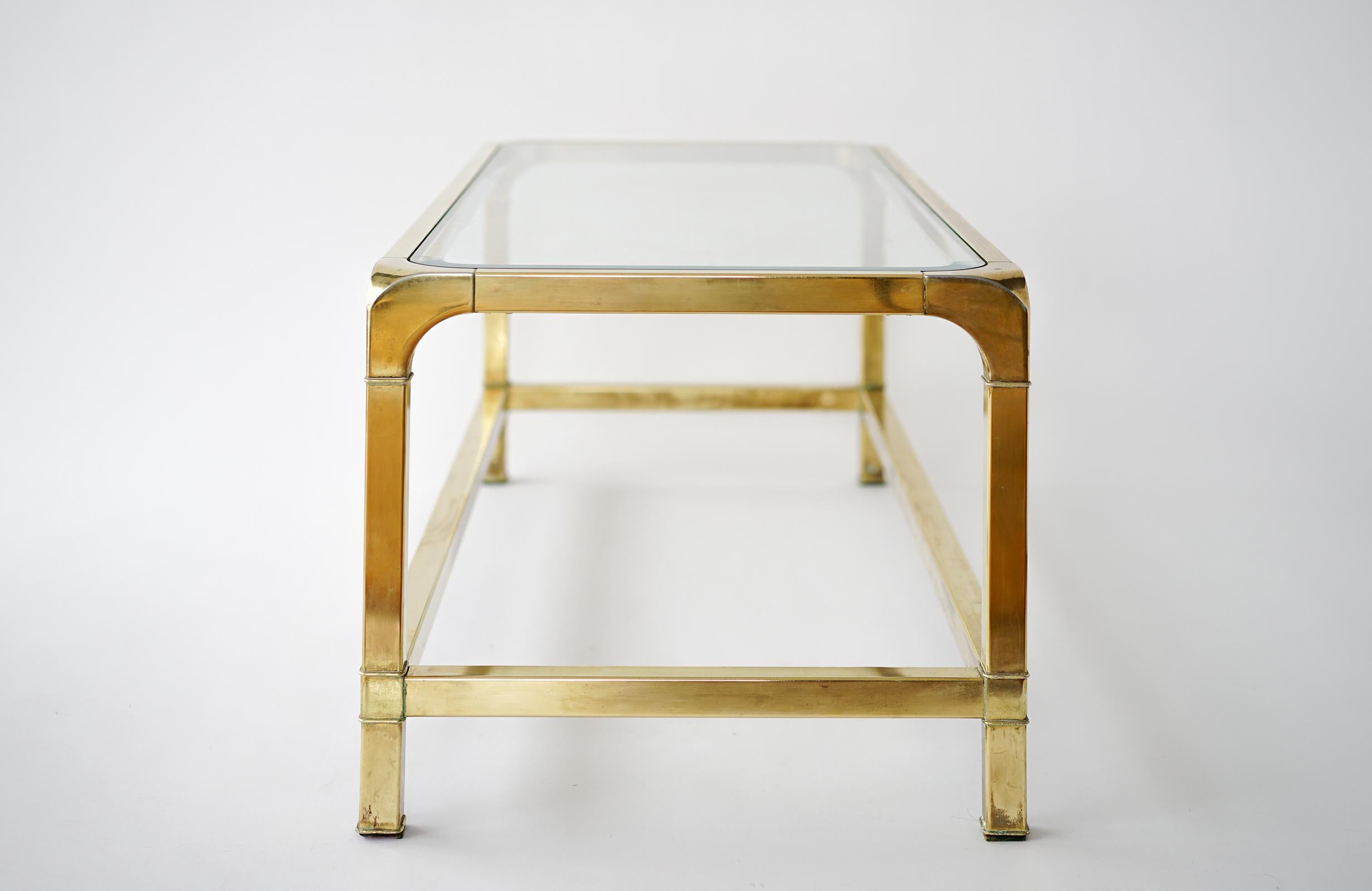 20th Century Mastercraft Brass and Glass Coffee Table
