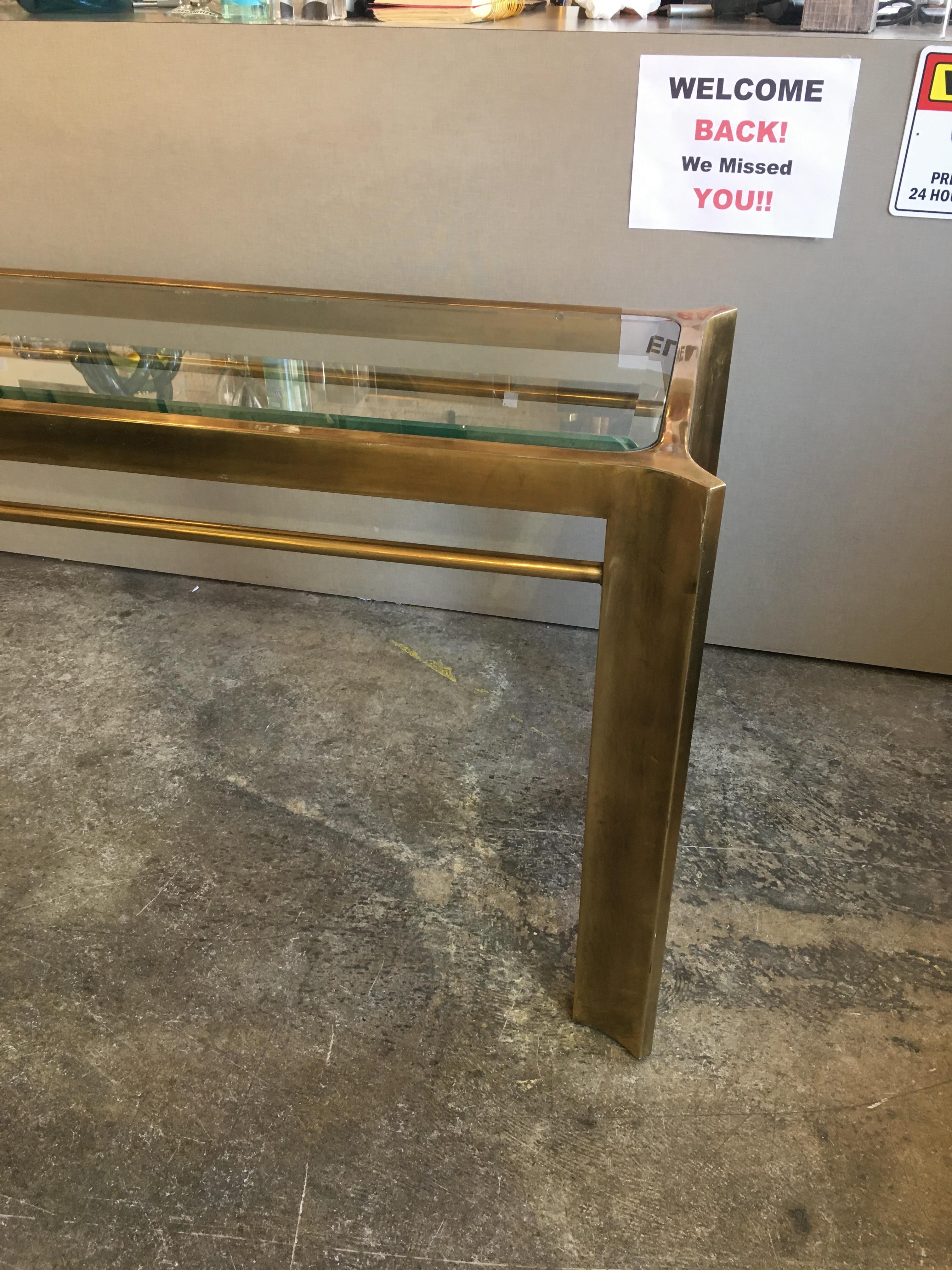 Mastercraft Brass and Glass Console Table In Good Condition In Chicago, IL
