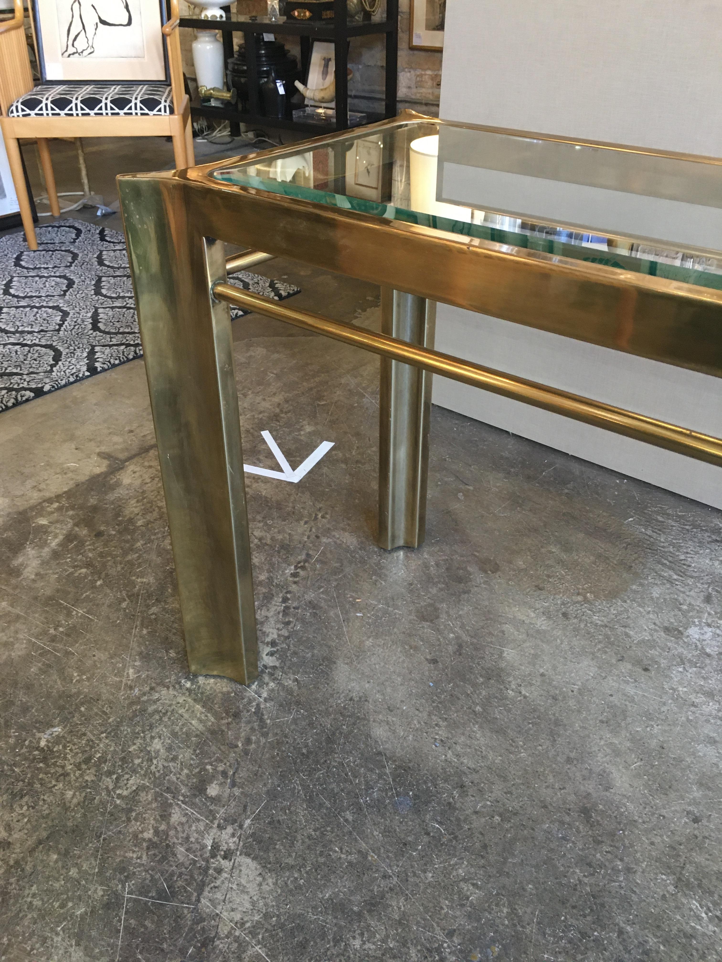 Late 20th Century Mastercraft Brass and Glass Console Table