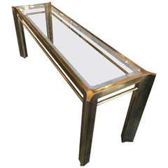 Mastercraft Brass and Glass Console Table