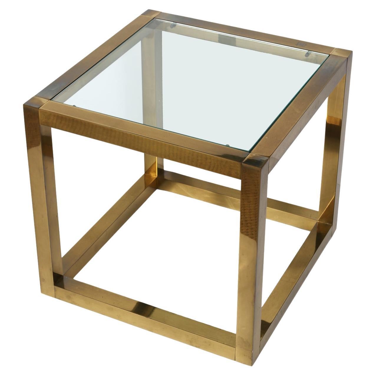 Mastercraft Messing und Glas Würfel Beistelltisch