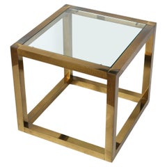 Mastercraft Messing und Glas Würfel Beistelltisch
