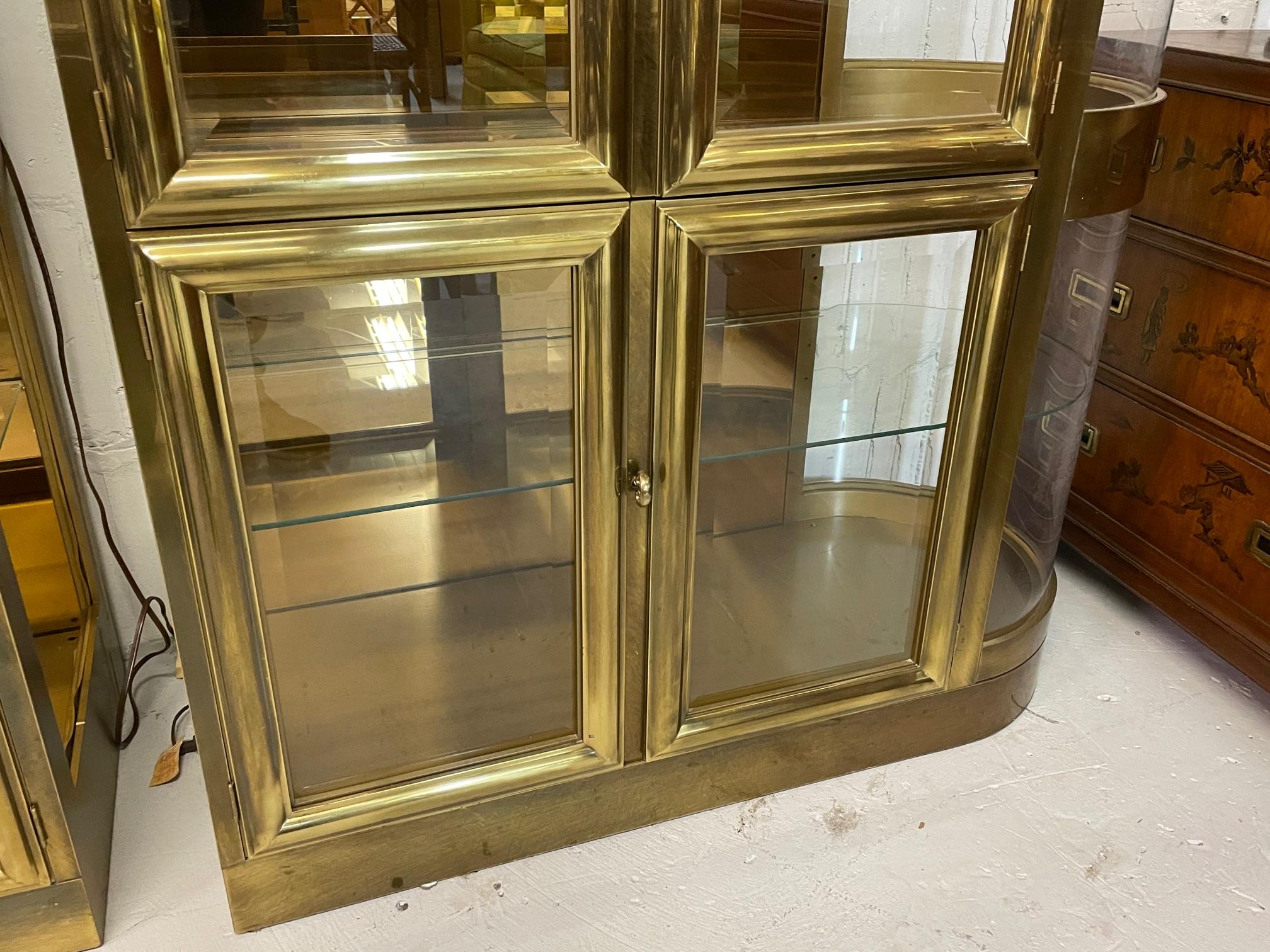 American Mastercraft Brass and Glass Display or Vitrine Cabinets, a Pair