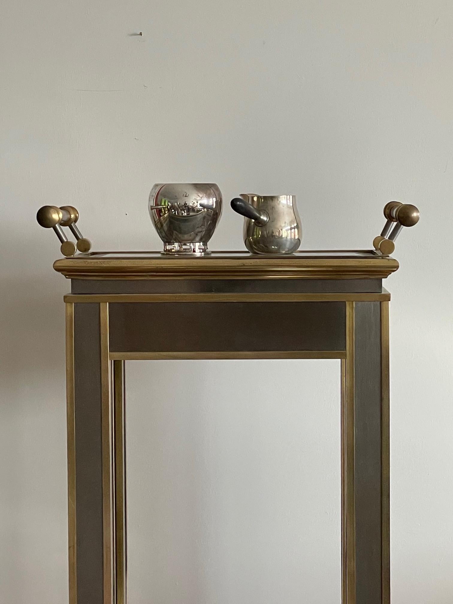 Mastercraft Brass and Steel Table with Removable Tray Top 6