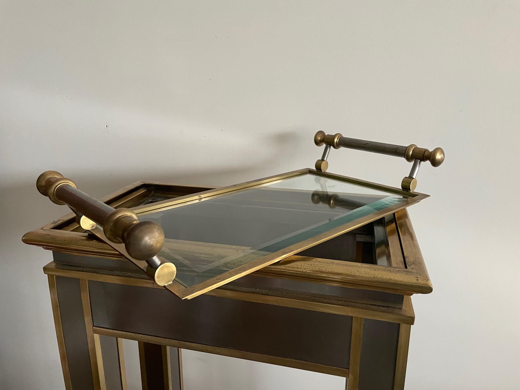 Italian Mastercraft Brass and Steel Table with Removable Tray Top