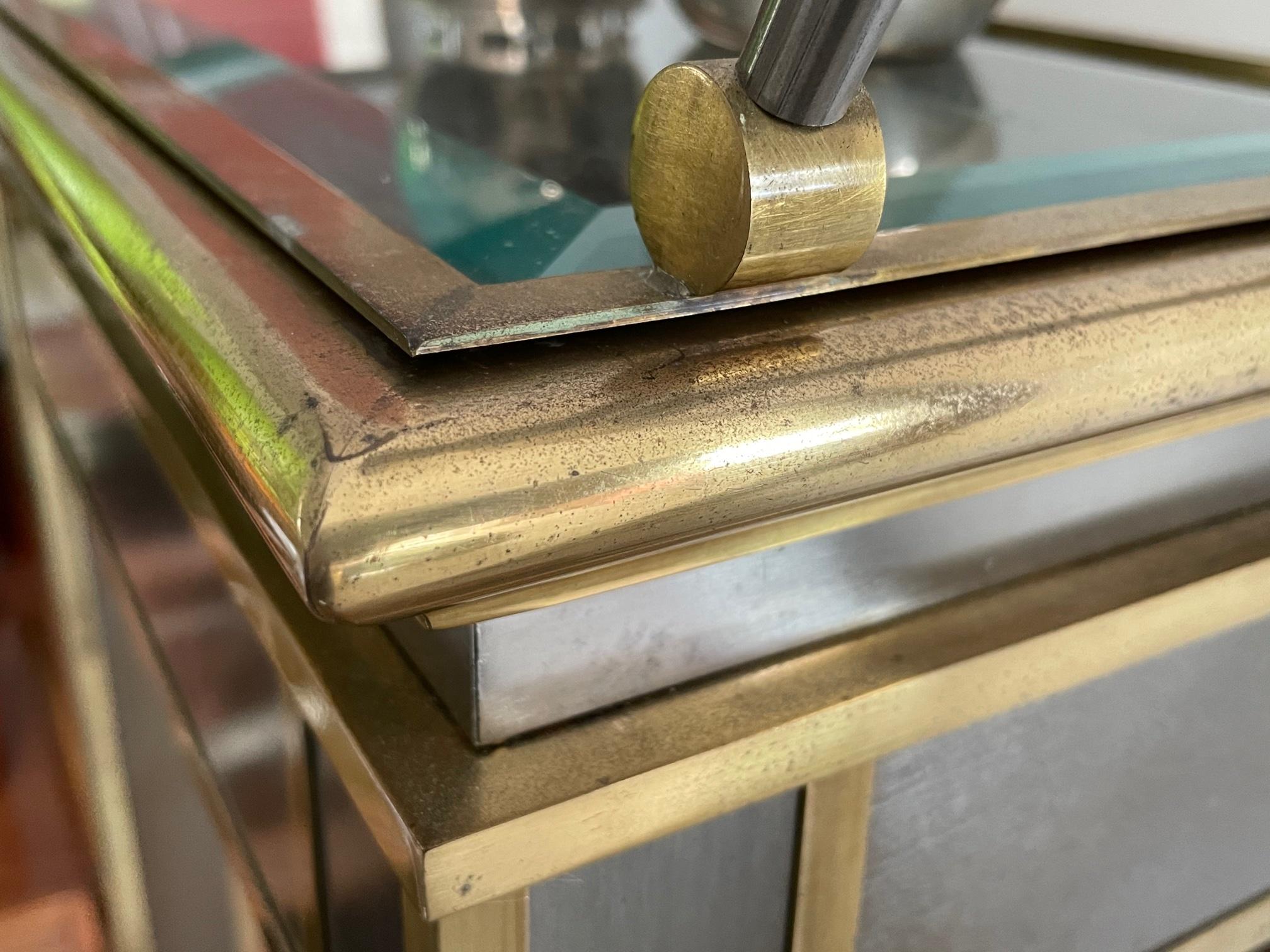 Late 20th Century Mastercraft Brass and Steel Table with Removable Tray Top