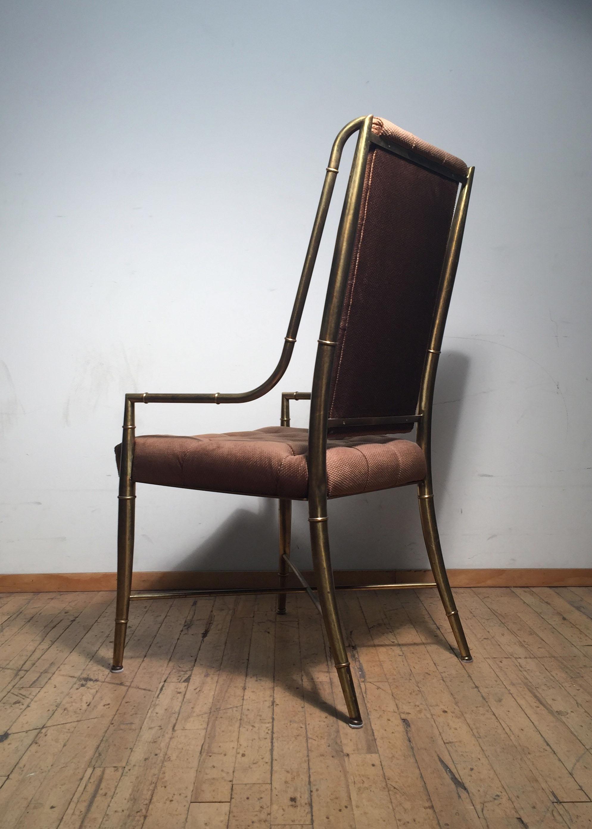 Six Mastercraft Brass Bamboo Imperial Dining Chairs, Italy - 12 available In Good Condition For Sale In Chicago, IL